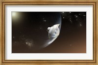 Framed Concept of NASA's Mars Science Laboratory Aeroshell Capsule as it Enters the Martian atmosphere
