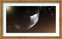 Framed Concept of NASA's Mars Science Laboratory Aeroshell Capsule as it Enters the Martian atmosphere