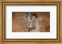 Framed Artist's Concept of NASA's Curiosity rover touching Down onto the Martian surface