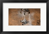 Framed Artist's Concept of NASA's Curiosity rover touching Down onto the Martian surface