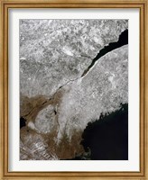 Framed Satellite view of a Frosty Landscape Across Northern New England and Eastern Canada