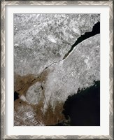 Framed Satellite view of a Frosty Landscape Across Northern New England and Eastern Canada