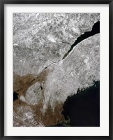 Framed Satellite view of a Frosty Landscape Across Northern New England and Eastern Canada