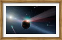 Framed Artist's conception of a Storm of Comets in the Eta Corvi System