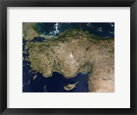 Framed Satellite View of Turkey and the Island of Cyprus