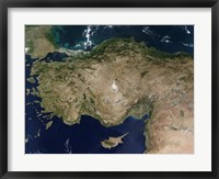 Framed Satellite View of Turkey and the Island of Cyprus