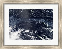 Framed Satellite view of fog and ash from the Ambrym Volcano