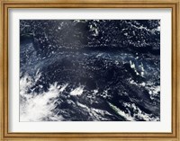 Framed Satellite view of fog and ash from the Ambrym Volcano