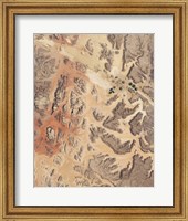 Framed Satellite View of Wadi Rum in Southwestern Jordan