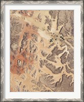 Framed Satellite View of Wadi Rum in Southwestern Jordan