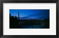 Framed Lions Gate bridge at night, Burrard Inlet, Vancouver, British Columbia