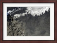 Framed Satellite view of an Ash Plume Rises from Iceland's Eyjafjallajokull Volcano