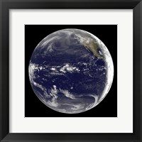 Framed Satellite view of Earth Centered Over the Pacific Ocean