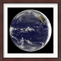 Framed Satellite view of Earth Centered Over the Pacific Ocean