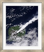 Framed Satellite view of a Thick, Steam-Rich Plume from Gaua Volcano Blows Directly Northeast
