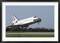Framed Space Shuttle Discovery Lands on Runway 33 at the Shuttle Landing Facility at Kennedy Space Center in Florida
