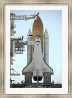Framed Space Shuttle Atlantis Sits on the Launch Pad at the Kennedy Space Center in Anticipation of its upcoming Launch