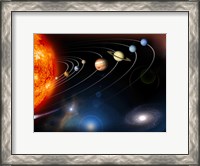 Framed Digitally Generated Image of our Solar System and Points Beyond