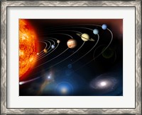 Framed Digitally Generated Image of our Solar System and Points Beyond