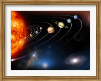 Framed Digitally Generated Image of our Solar System and Points Beyond
