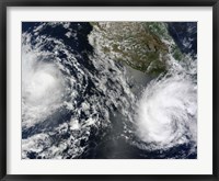 Framed Tropical Storms Blas and Celia Circulate in Close Proximity to Each other in this Satellite view