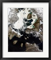 Framed Sea Ice and Sediment Visible in Nunavut, Canada