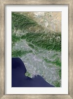 Framed Satellite view of Los Angeles, California and Surrounding Area