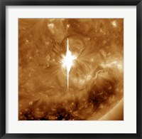 Framed Close-up view of a Massive X22 Solar Flare Erupts on the Sun