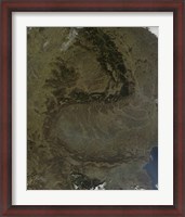 Framed Satellite view of the Carpathian Mountains in Romania