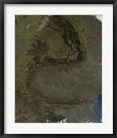 Framed Satellite view of the Carpathian Mountains in Romania