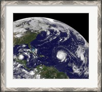 Framed Three Tropical Cyclones Active in the Atlantic Ocean Basin
