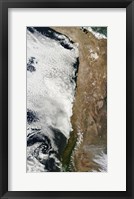 Framed Satellite view of the Andes Mountains in South America