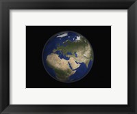 Framed Full Earth view showing Africa, Europe, the Middle East, and India