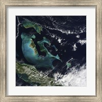 Framed Satellite view of the Bahama Islands in the Atlantic Ocean