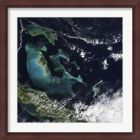 Framed Satellite view of the Bahama Islands in the Atlantic Ocean