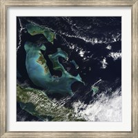 Framed Satellite view of the Bahama Islands in the Atlantic Ocean