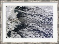 Framed Satellite view of an Ash Plume Rising from Russia's Shiveluch volcano