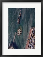Framed Aerial view of Port-au-Prince Harbor in Haiti
