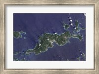 Framed True-color Image of Tortola and its Smaller Neighbors, Guana Island, Grand Camanoe, and Beef Island