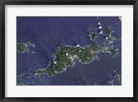 Framed True-color Image of Tortola and its Smaller Neighbors, Guana Island, Grand Camanoe, and Beef Island