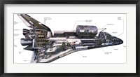 Framed Illustration of an Orbiter cutaway view of a Space Shuttle