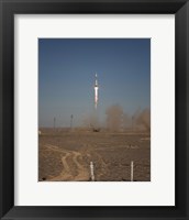 Framed Soyuz TMA-16 Launches from the Baikonur Cosmodrome in Kazakhstan