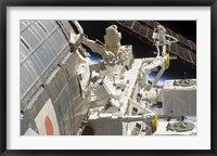 Framed Close-up View of Components of the International Space Station