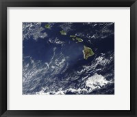 Framed Satellite View of Volcanic Fog from Kilauea Volcano Swirling around the Hawaiian Islands