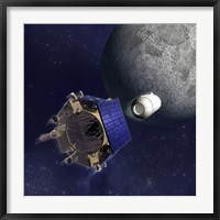 Framed Artist's Illustration of the Lunar Crater Observation and Sensing Satellite