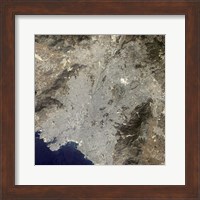 Framed True-Color Satellite View of Central Athens, Greece