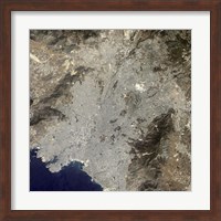 Framed True-Color Satellite View of Central Athens, Greece