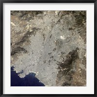 Framed True-Color Satellite View of Central Athens, Greece