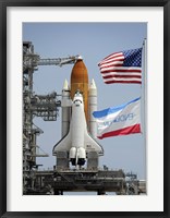 Framed Space Shuttle Endeavour on the Launch Pad