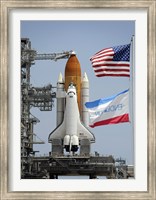 Framed Space Shuttle Endeavour on the Launch Pad